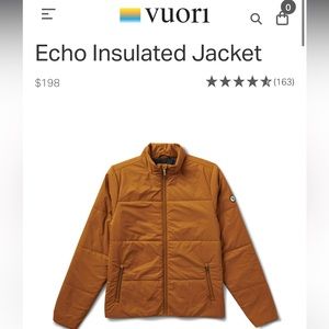 Men’s vuori echo insulated jacket in acorn; NWOT, L